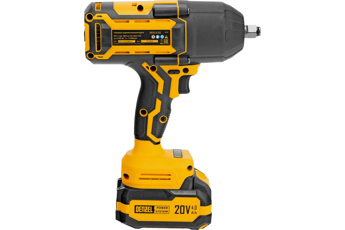 Гайковерт ударный аккумуляторный бесщет. CIWH-BL-20-1000, Li-Ion, 20 В// Denzel