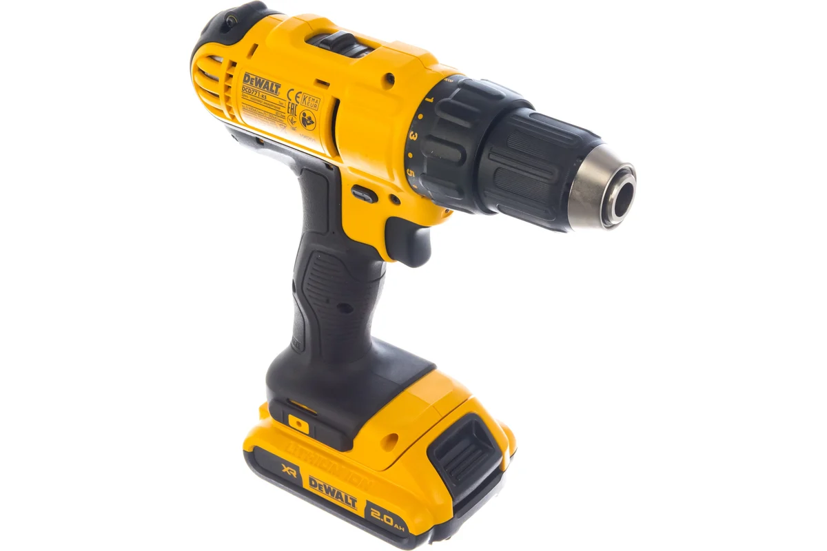 Аккум. дрель DeWalt  DCD 771 D2, 18В,2х2.0АчLi-ion,БЗП-13мм,0-450\1500об\м, 24/42Нм,1.5кг,кейс