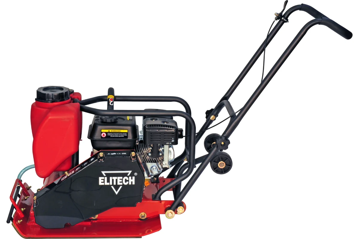 ELITECH ПВТ 90БВЛ Плита вибротрамбовочная,90кг,6.5л\с,600х420мм,13.2кН,30см,15м\мин,346м2\ч,вода,ков