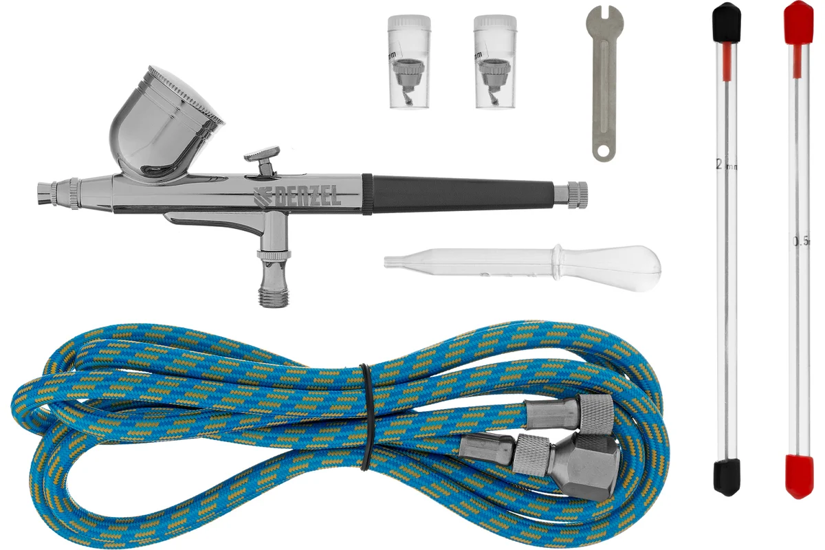 Аэрограф с верхним бачком AB1, 0.2/0.3/0.5 мм, 7 мл, 9 л/мин// Denzel