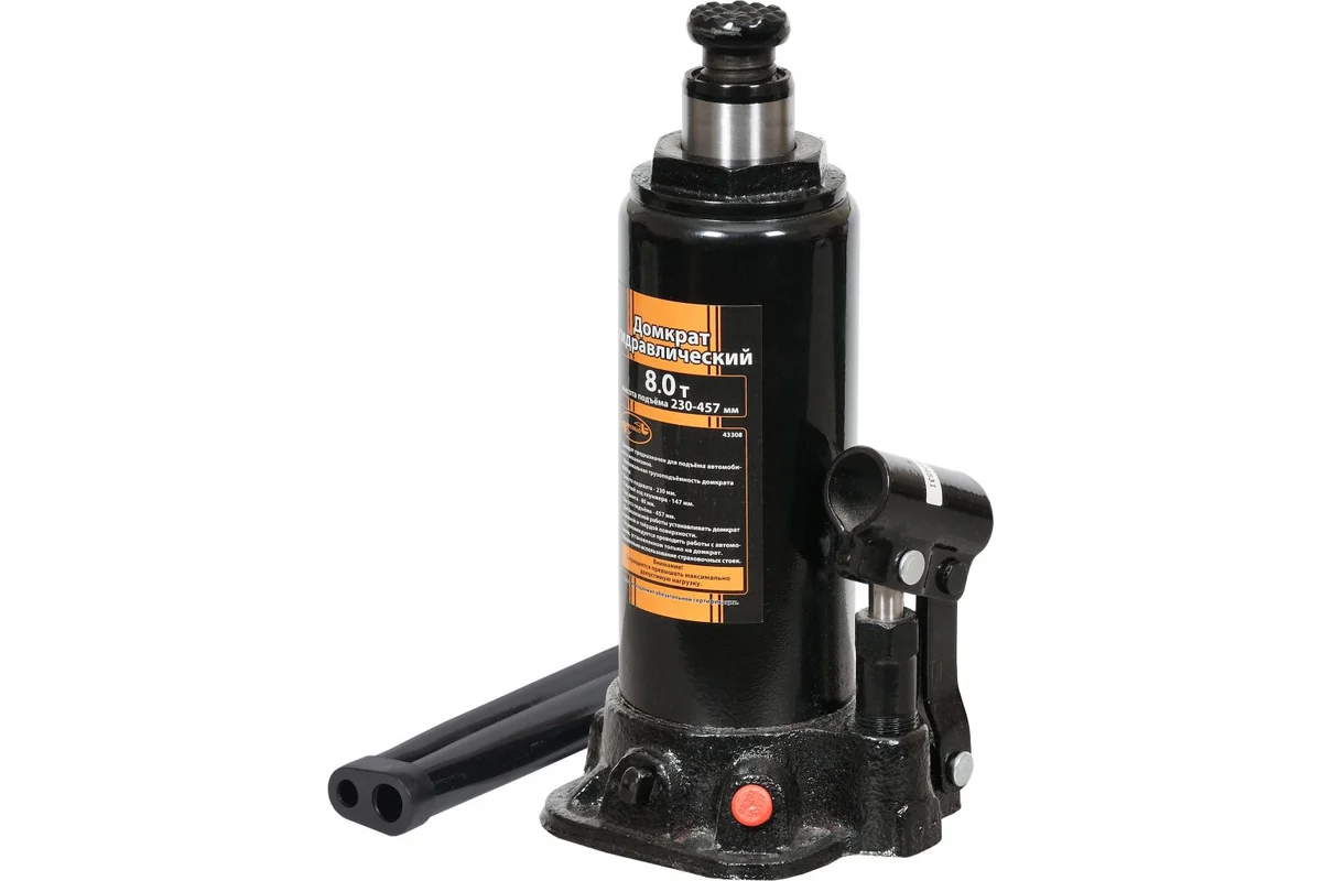 Домкрат 8т, гидравлический  (230-457 мм), в футляре //АВТОДЕЛО