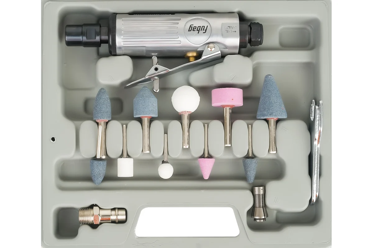 Пневмошлифмашина прямая GL25000, 103л/мин 6 бар, 25000об/мин., + набор, кейс FUBAG