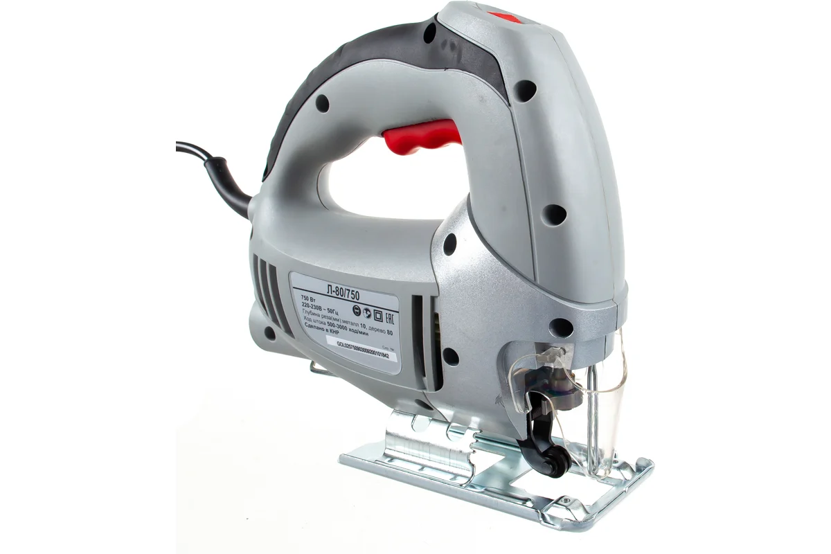 РЕСАНТА Л-80/750 Лобзик эл. 750Вт, 500-3000 ход/мин, рез сталь -10мм, дерево 80мм