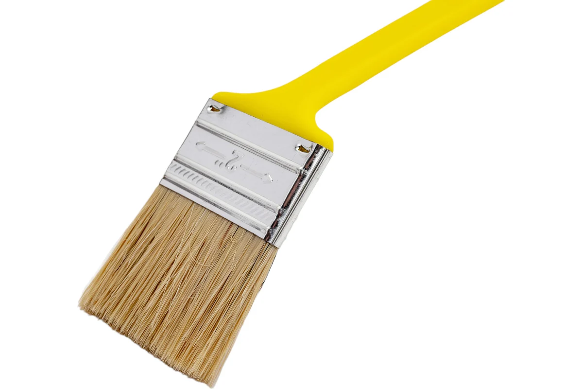 Кисть радиаторная, натуральная светлая щетина, желтая пластиковая  ручка  2" (50 мм) FIT
