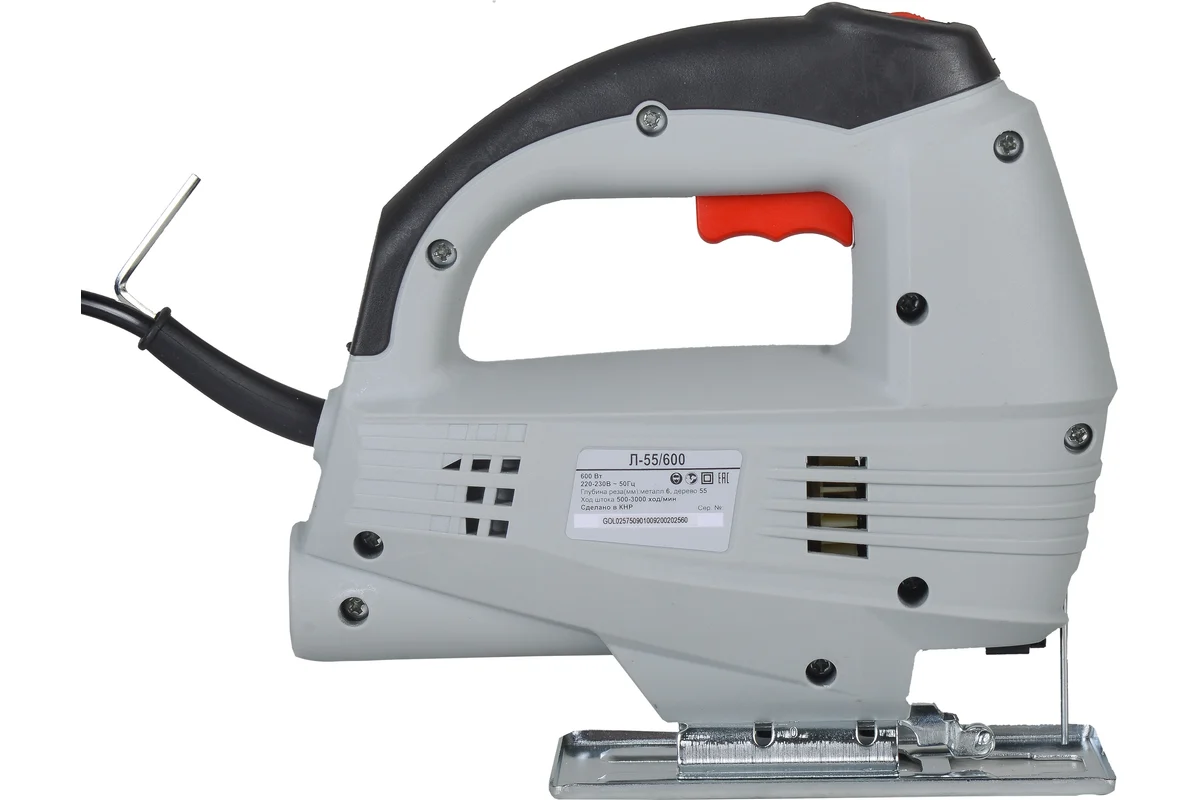 РЕСАНТА Л-55/600 Лобзик эл. 600Вт, 500-3000 ход/мин, рез сталь -6мм, дерево 55мм
