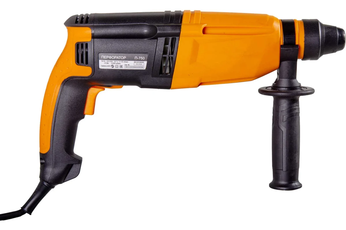 ВИХРЬ П-750 Перфоратор SDS+ 3х-реж, 750 Вт, 0-1100 об/мин, 0-4700 уд/мин, 2,6 Дж, 2,3 кг