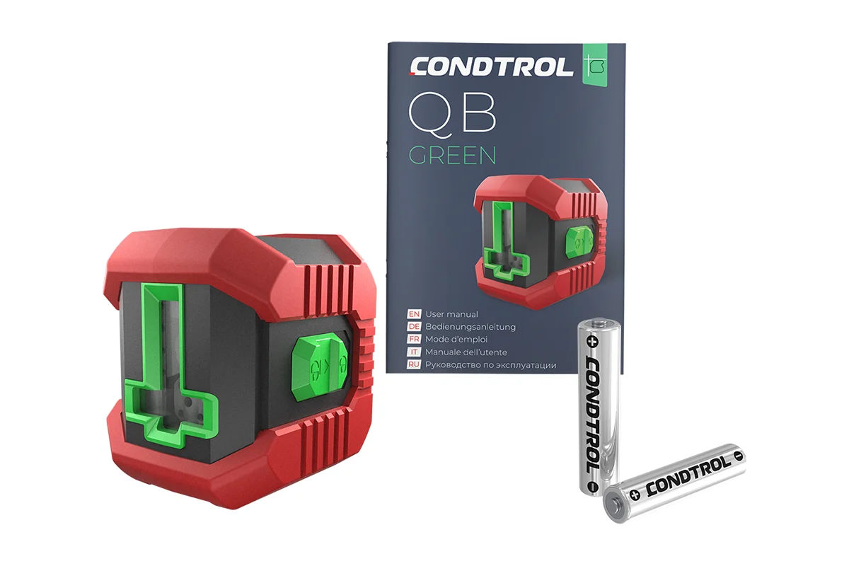 Лазерный нивелир-уровень QB Green, рабоч. диап. 10 м, лазер 650 нм, класс 2 CONDTROL