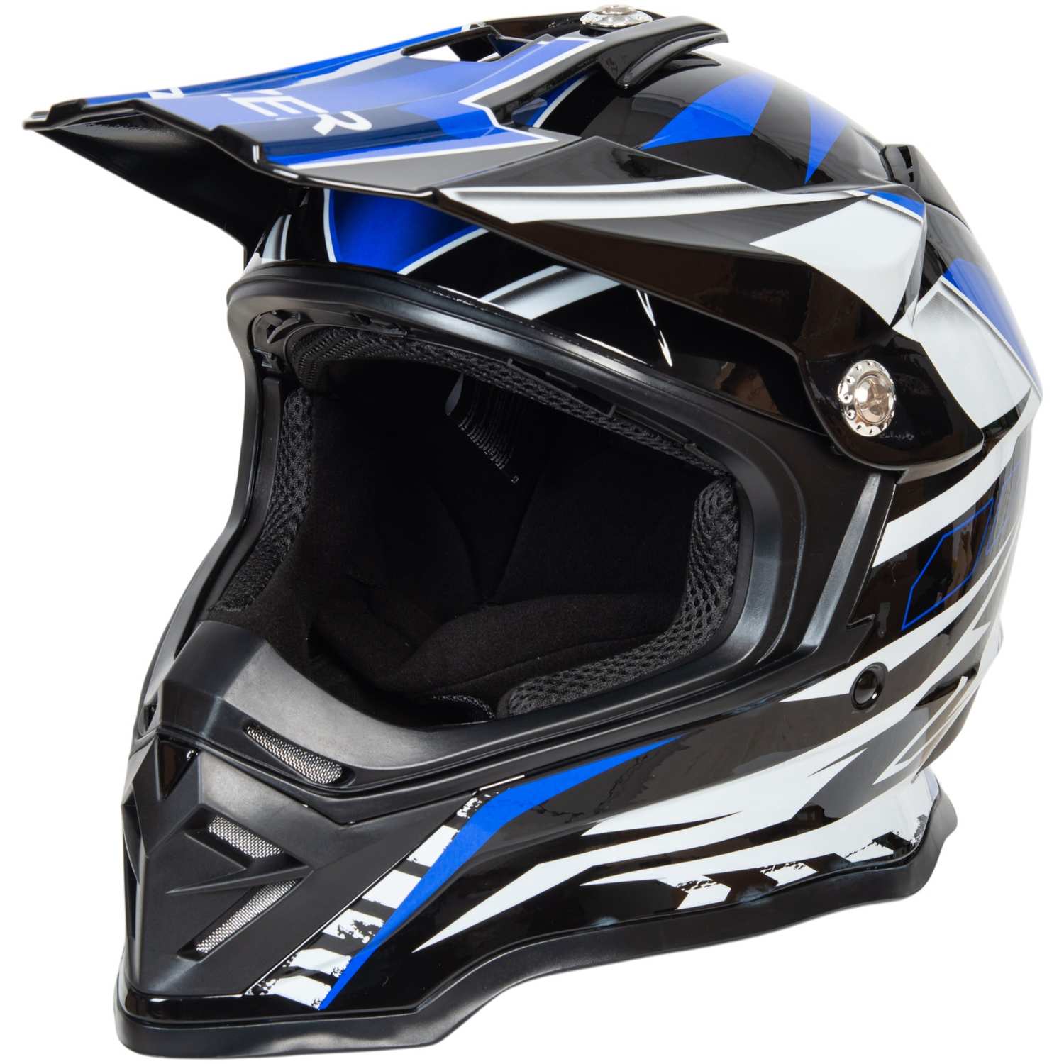 Шлем мото кроссовый HIZER B6197 #4 (XL) black/blue/white