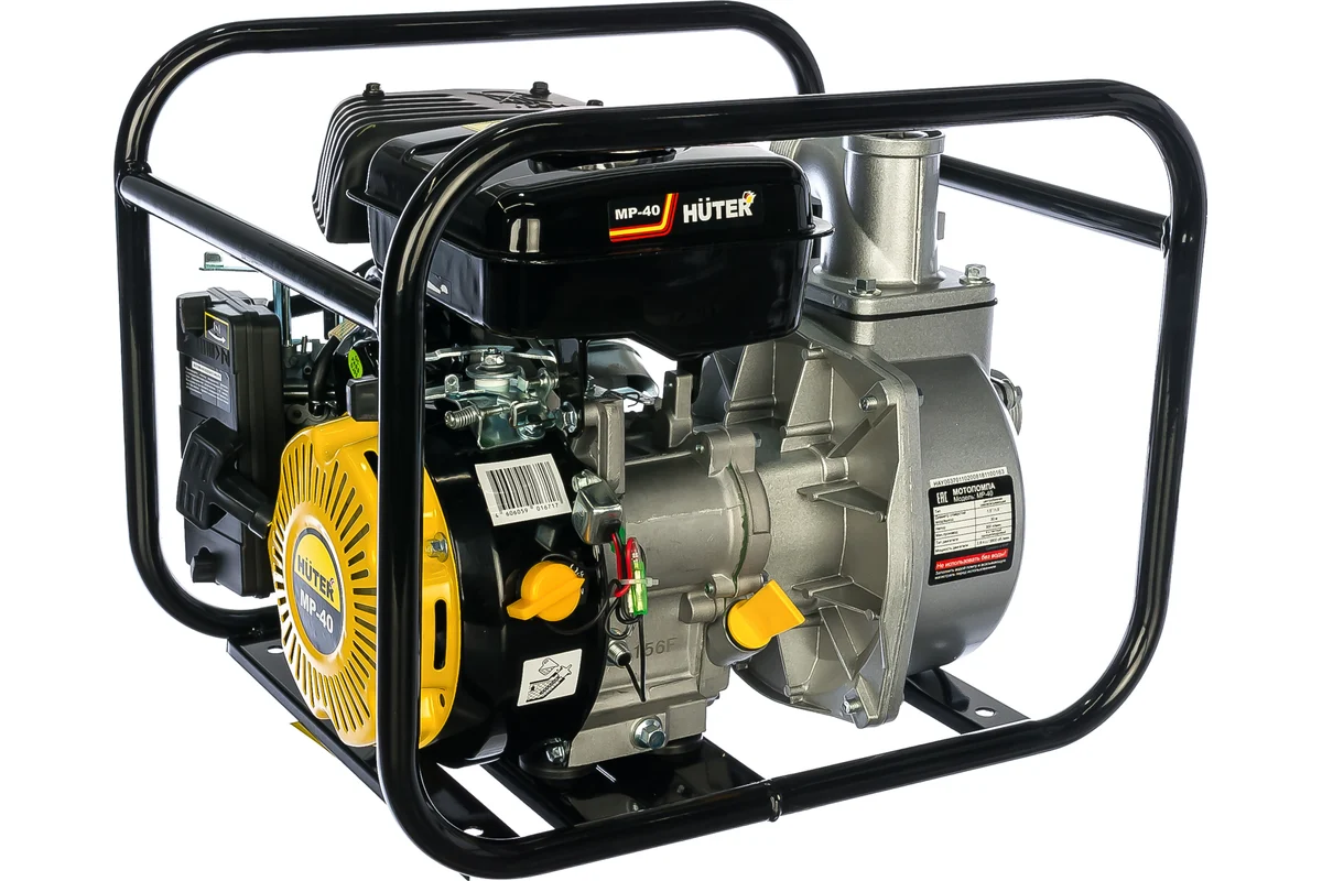 Мотопомпа HUTER MP-40, 4х-тактн. дв., 2,8 л/с, 300л/мин 8/30м, 29,7 кг, 1,5". д/чистой воды