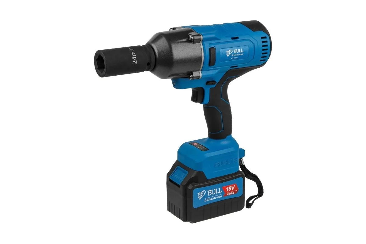 Аккум. ударный гайковерт BULL SC 1801 в чем. БЕСЩЕТ., 18 В, 1000 Н*м, 3/4", 1х6 А*ч, з/у 4 А