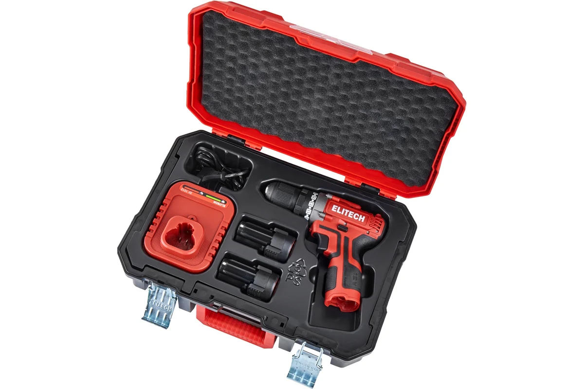 ELITECH ДА 12Л2 (E2201.043.01)Дрель акк, 12В, 2х2.0Ач, Li-ion, E-Power, БЗП-10мм, 0-350/1350об/мин, 