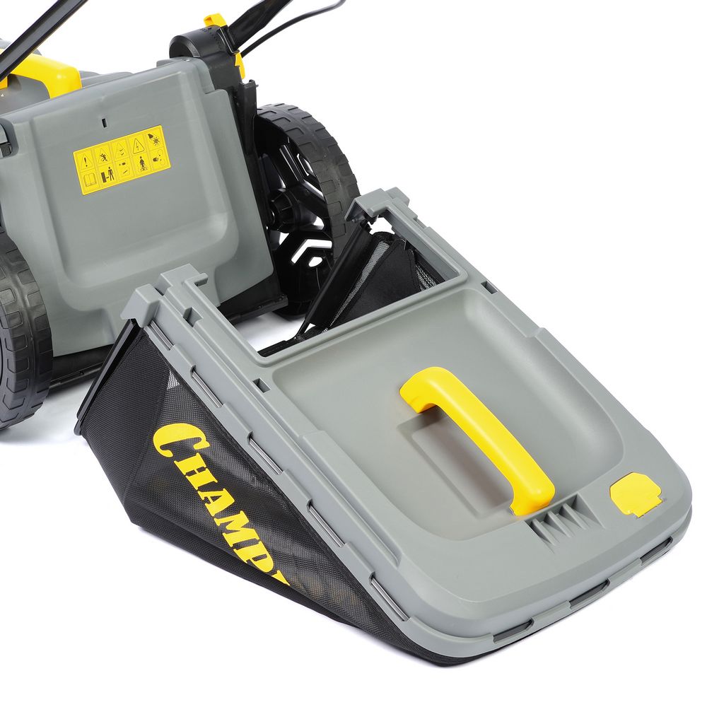 Газонокосилка эл. CHAMPION EM4318 (1,8 кВт пласт.+ткань травосб. 52л ширина 430мм 30-75мм, 12,9кг)