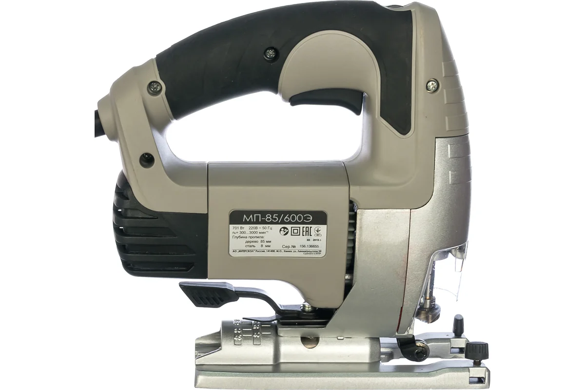 МП 85/600Э  ИНТЕРСКОЛ Эл.лобзик  600Вт, пропил 85мм, маятниковый ход,  500-3000 ход/мин