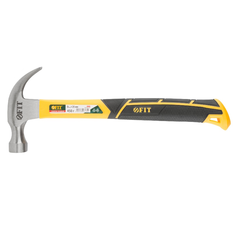 Молоток-гвоздодер, фиберглассовая усиленная ручка, Профи 28 мм, 450 гр.