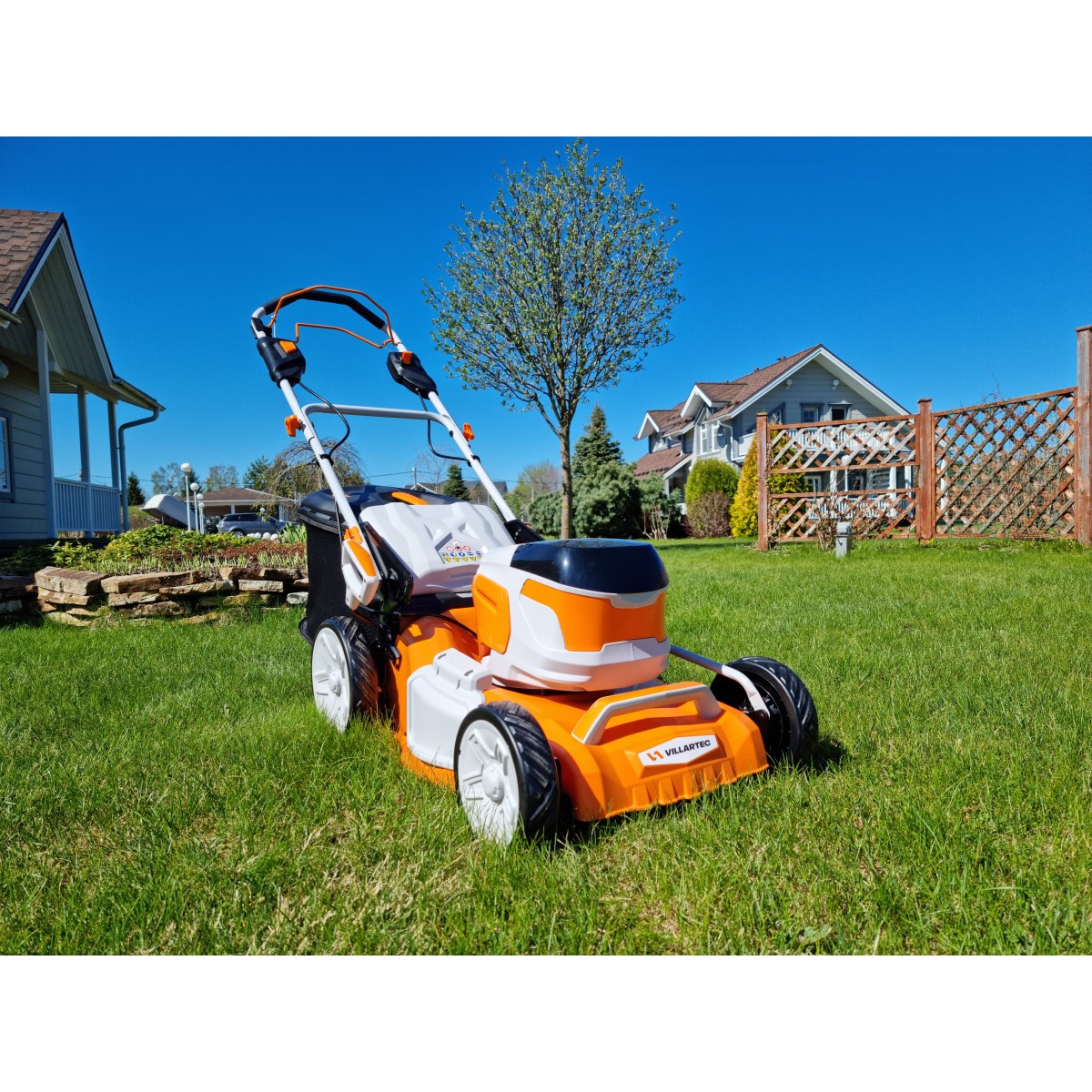 Аккумуляторная газонокосилка  VILLARTEC MA4046T (40V,2Ач)шир.кош 46см.,самоходн,травосб. 55л.,23,6кг