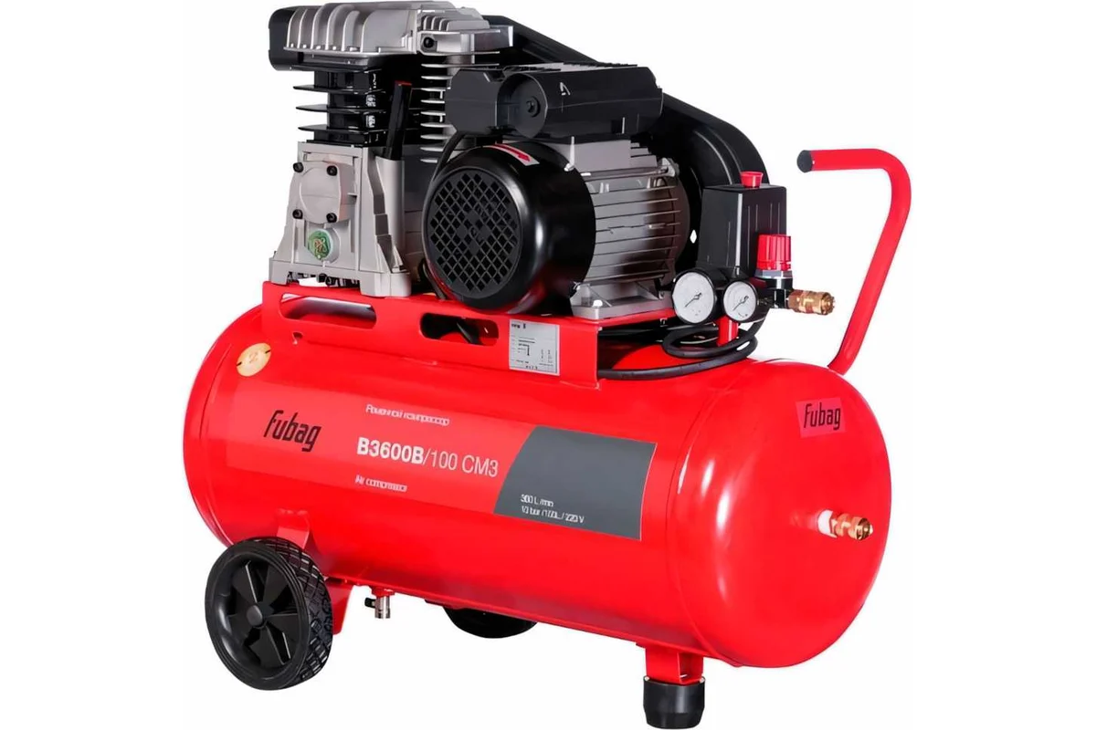 Компрессор 100л FUBAG В3600В/100 СМ3, рем, 360 л/мин, 10б, 2,2кВт, 220В, 1ц/2п/1ст