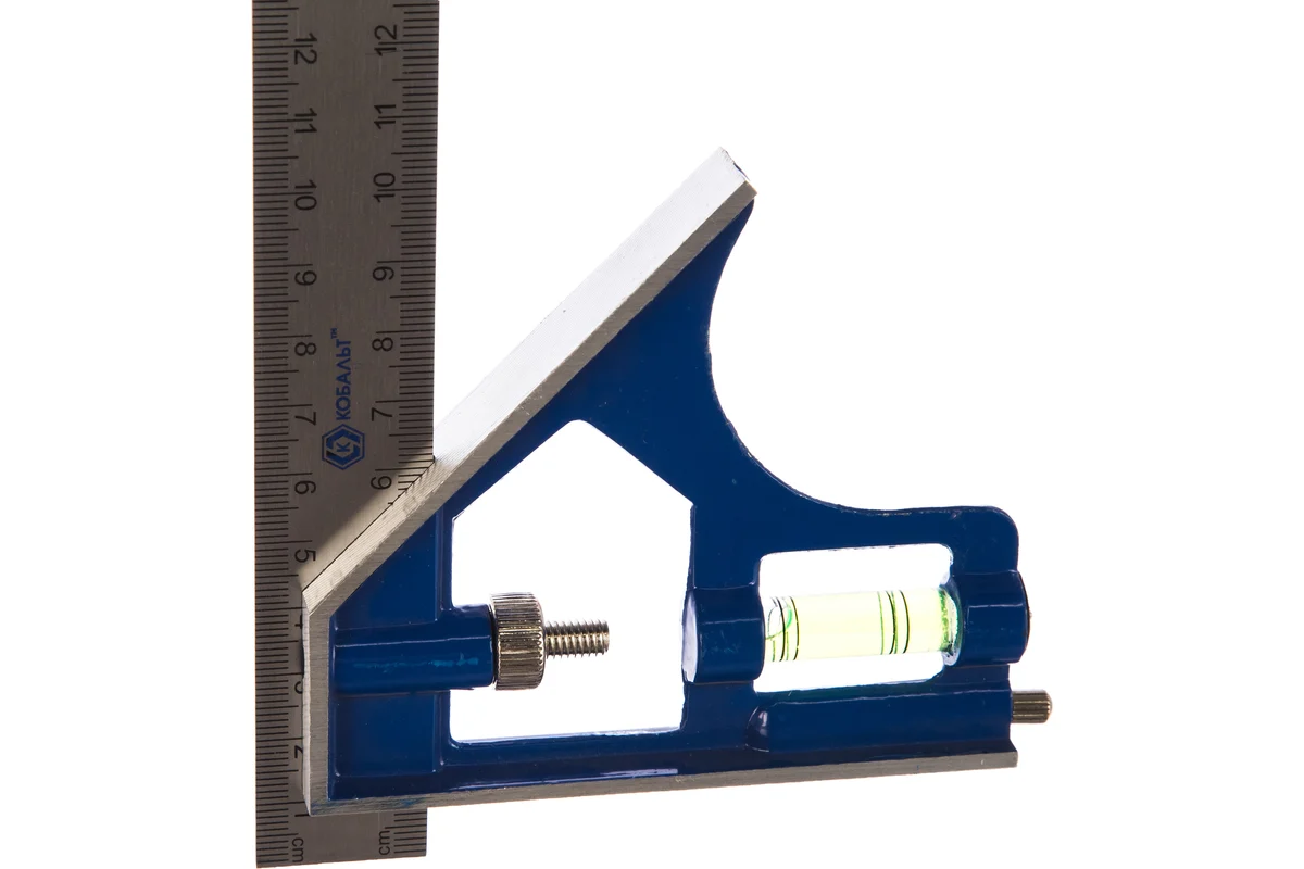 Угольник КОБАЛЬТ с уровнем 300 мм, нерж.сталь