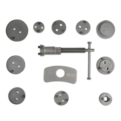 Приспособление для сведения поршней тормозных цилиндров (12 предметов) в кейсе AVS DBC-04