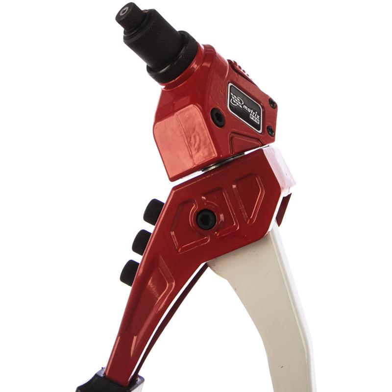 Заклепочник ручной, литой, поворотный, 290 мм, 0-360° заклепки 2,4-3,2-4,0-4,8 мм, PRO// Matrix