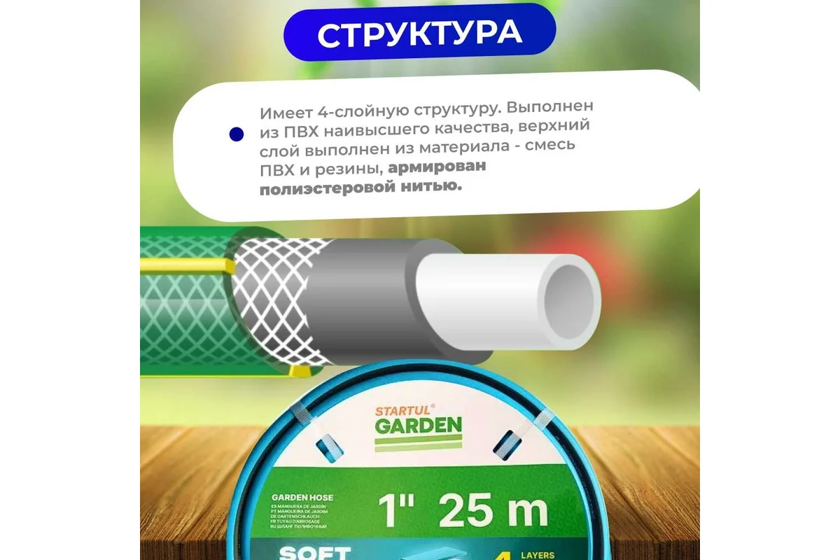 Шланг поливочный 1" 25м STARTUL GARDEN SOFT TOUCH (ST6040-1-25)