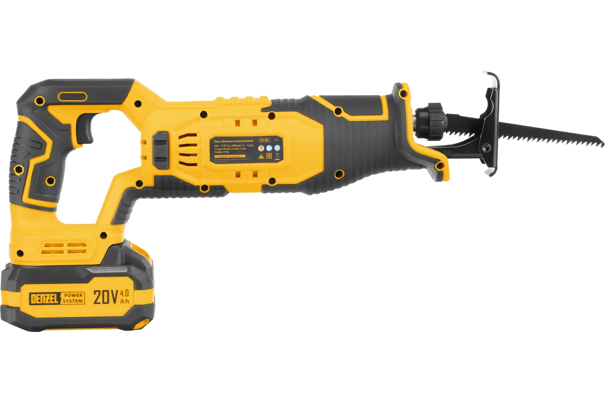 Пила сабельная аккумуляторная RS-180, Li-Ion, 20 В // Denzel