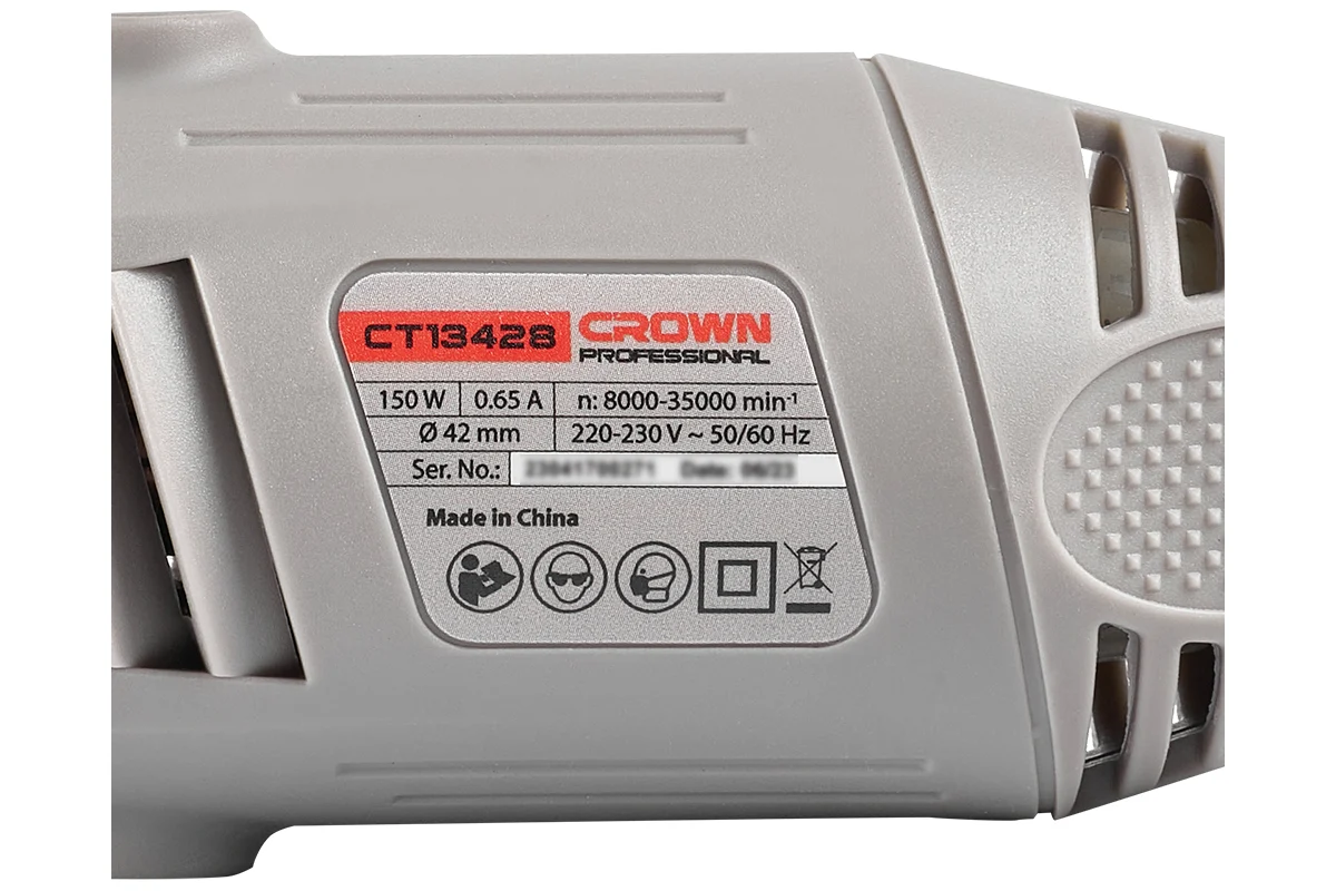 Электрогравёр CROWN CT13428 BMC, 150 Вт, 8000-35000 об/мин, цанга Ø 0,8-3,2 мм, кейс