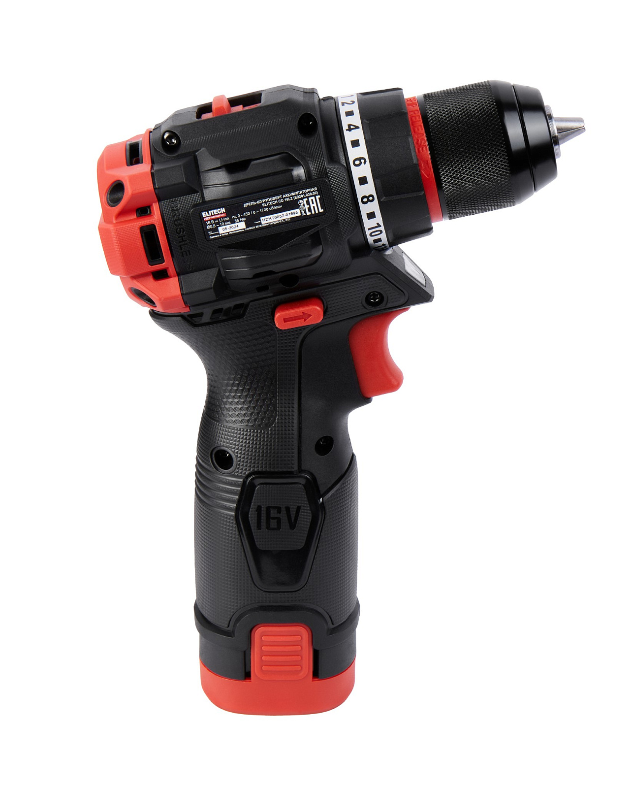ELITECH CD 16L2 (E2201.039.01) Дрель ак,б\щет,16В,2х2.0Ач,Li-ion,БЗП-10мм,0-450\1600об\м,55Нм,1.1кг,