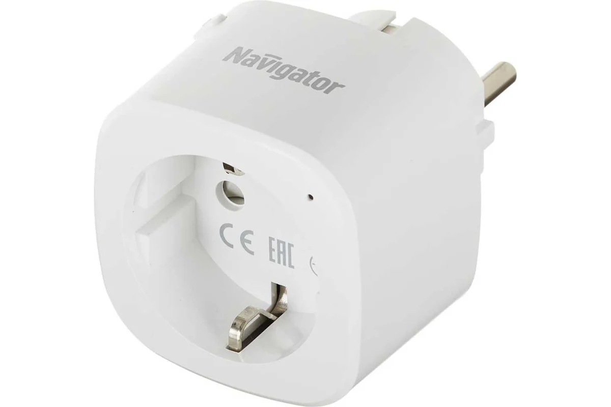 Navigator Wi-Fi розетка ДУ/РУ 1 мест. 16A (3680Вт) земля, таймер, счетчик NSH-ST-01-WiFi 14555