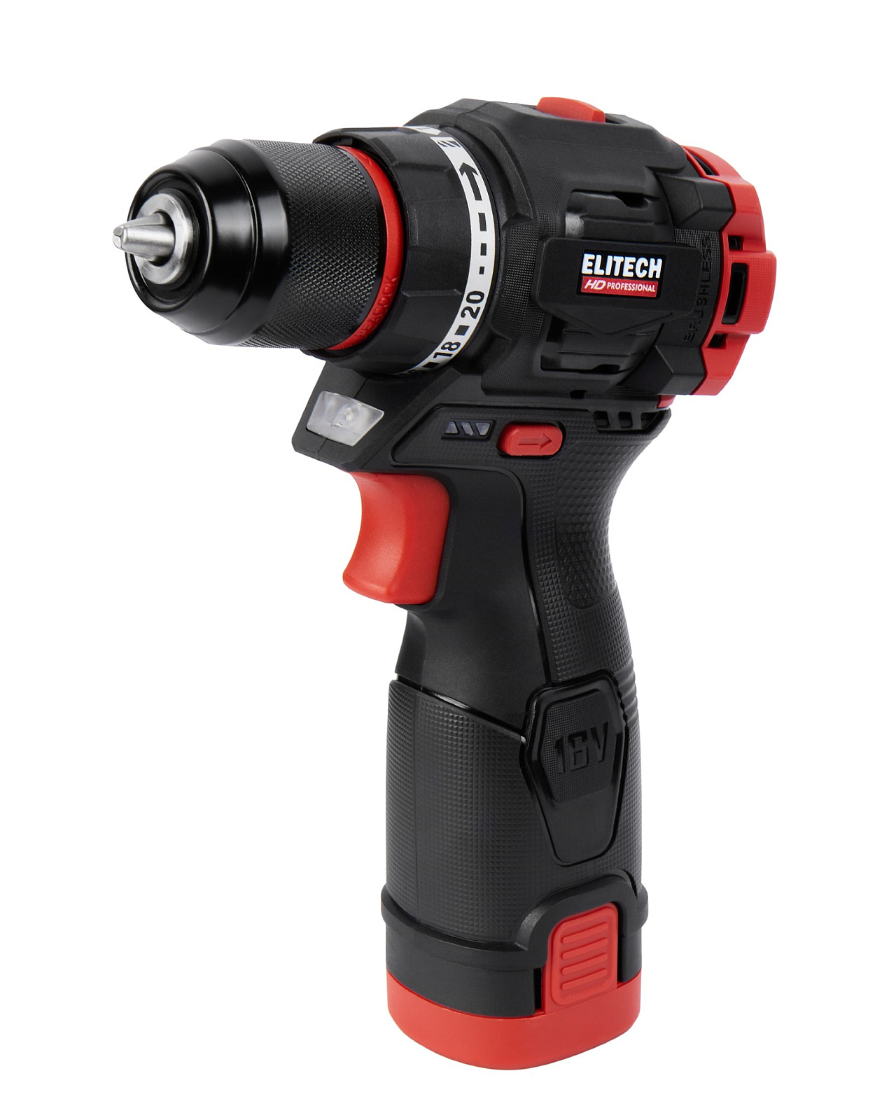 ELITECH CD 16L2 (E2201.039.01) Дрель ак,б\щет,16В,2х2.0Ач,Li-ion,БЗП-10мм,0-450\1600об\м,55Нм,1.1кг,