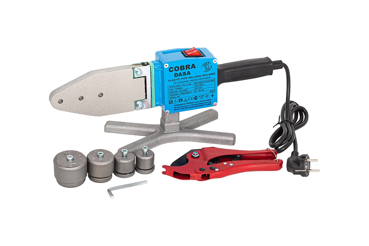 Паяльник COBRA DASA GM 0003, 1500Вт, насадки Ø 20/25/32/40, для полипропиленовых труб