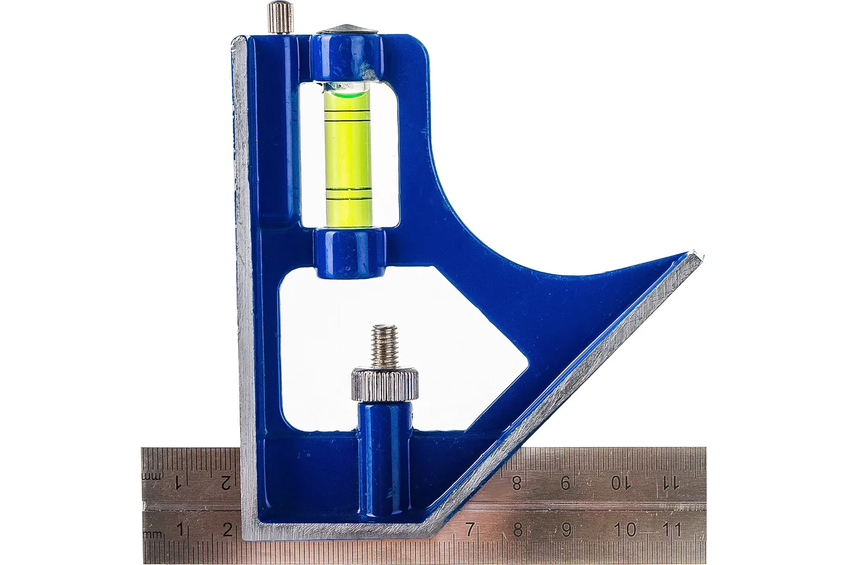 Угольник КОБАЛЬТ с уровнем 300 мм, нерж.сталь