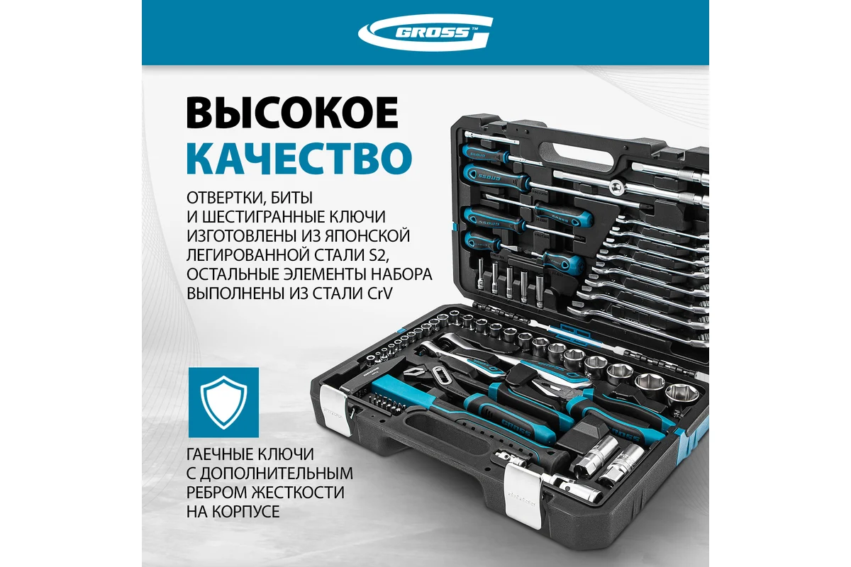 Набор инструментов 76 предм. 1/4,1/2" // GROSS