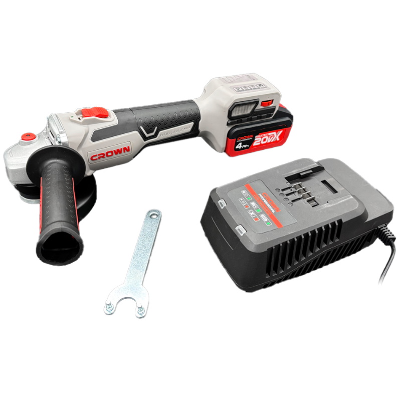 УШМ аккумуляторная BL CROWN CT23028-125HX-4S BMC 20В B3+, Бесщеточный, 1х4Ач, 3000-8000 об/мин, М14,