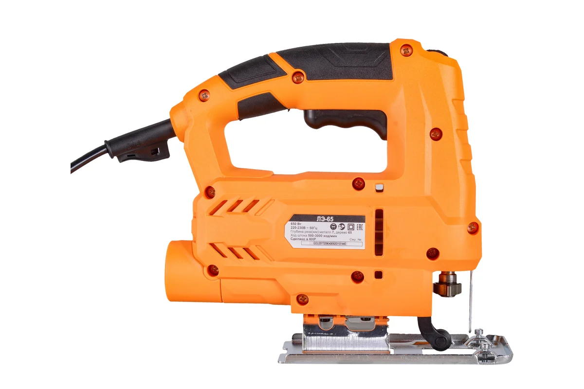 ВИХРЬ ЛЭ-65 Эл.лобзик 900Вт, 500-300об/мин., гл.пропила дер 65мм,сталь 7мм