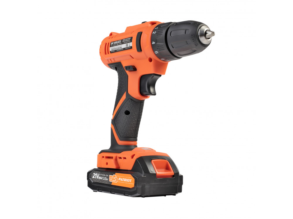 Дрель-шуруповерт аккумуляторная PATRIOT BR 189UES, две АКБ Li-Ion 18В, 2,0 Ач, 29Нм, 2 скорости, кей
