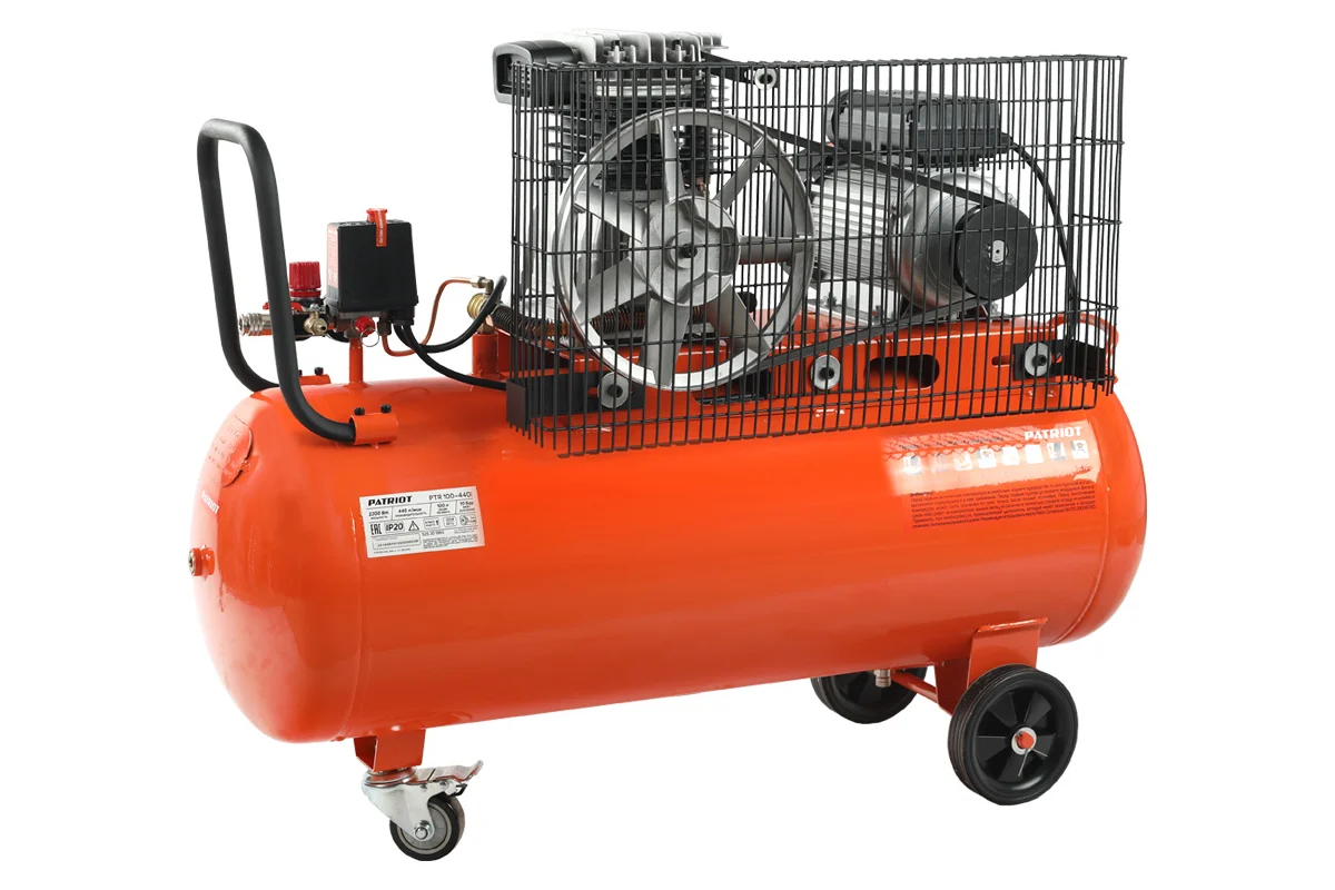 Компрессор PATRIOT Expert поршневой ременной PTR 100-440I, 440 л/мин, 10 бар, 2200 Вт, 100 л, быстро