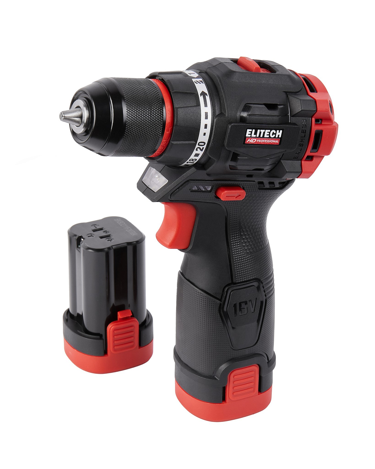 ELITECH CD 16L2 (E2201.039.01) Дрель ак,б\щет,16В,2х2.0Ач,Li-ion,БЗП-10мм,0-450\1600об\м,55Нм,1.1кг,