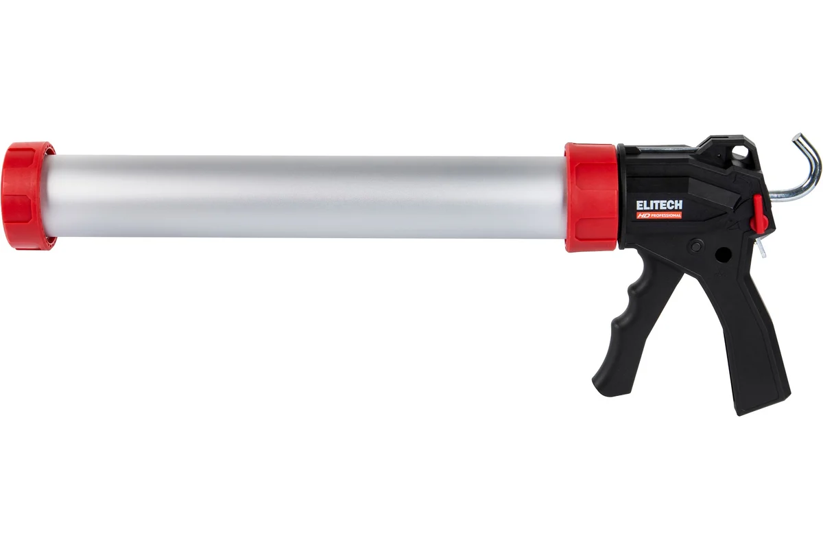 ELITECH Пистолет для герметика закрытый 600мл.Алюм. туба.Инженерный пластик Усилие 135кг.710402 