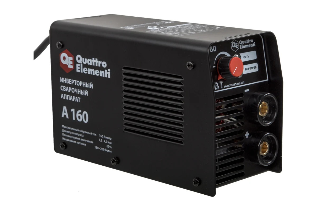 Аппарат электродной сварки, инвертор QUATTRO ELEMENTI A 160 (160 А, ПВ 60%, до 4.0 мм, 2.9 кг, 160-2