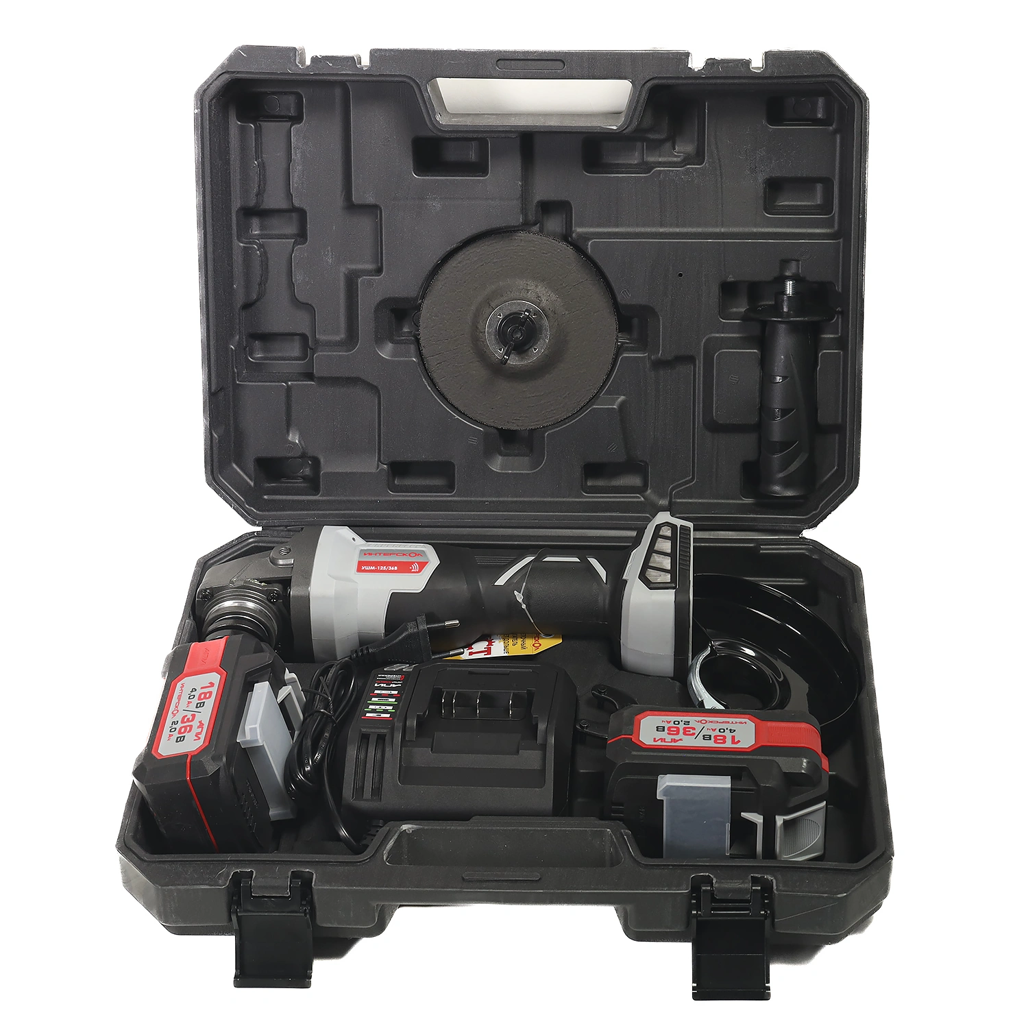 УШМ-125/36В бесщеточная аккум. угловая шлифмаш. Li-ion АПИ (кейс, 2 аккум. 2,0Ач, ЗУ)