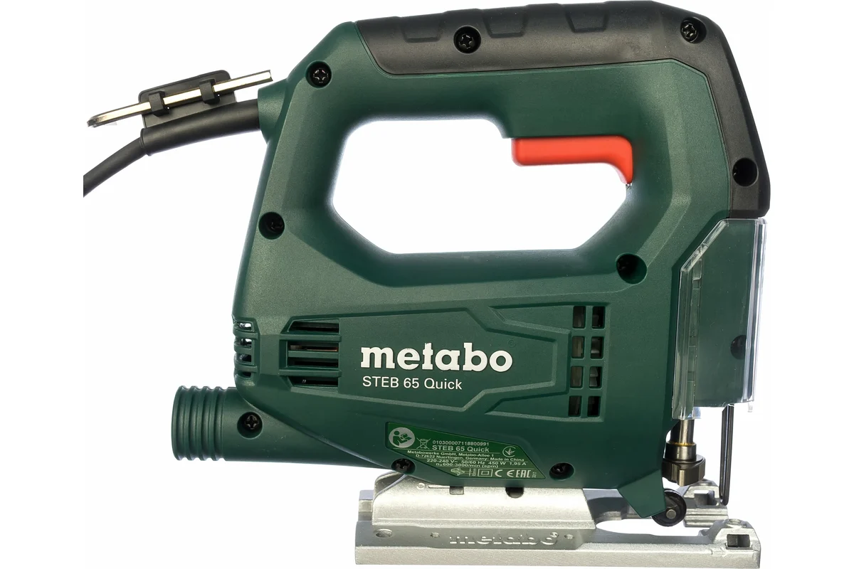 Metabo Лобзик STEB 65 Quick,450 Вт,600-3100 об/мин, маятн.ход , пропил 65 мм, быс. смена пилки, кейс
