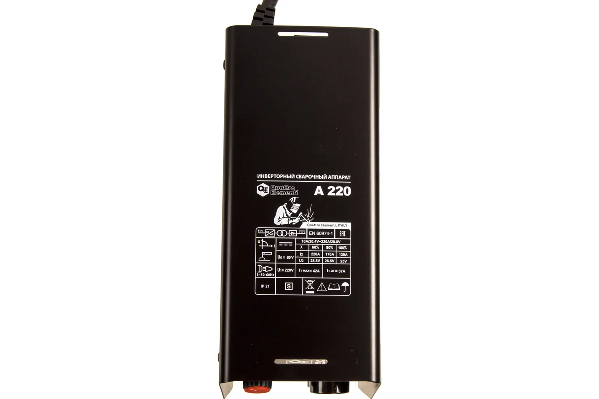 Аппарат электродной сварки, инвертор QUATTRO ELEMENTI A 220 (220 А, ПВ 60%, до 4.0 мм, 5.4 кг, 160-2