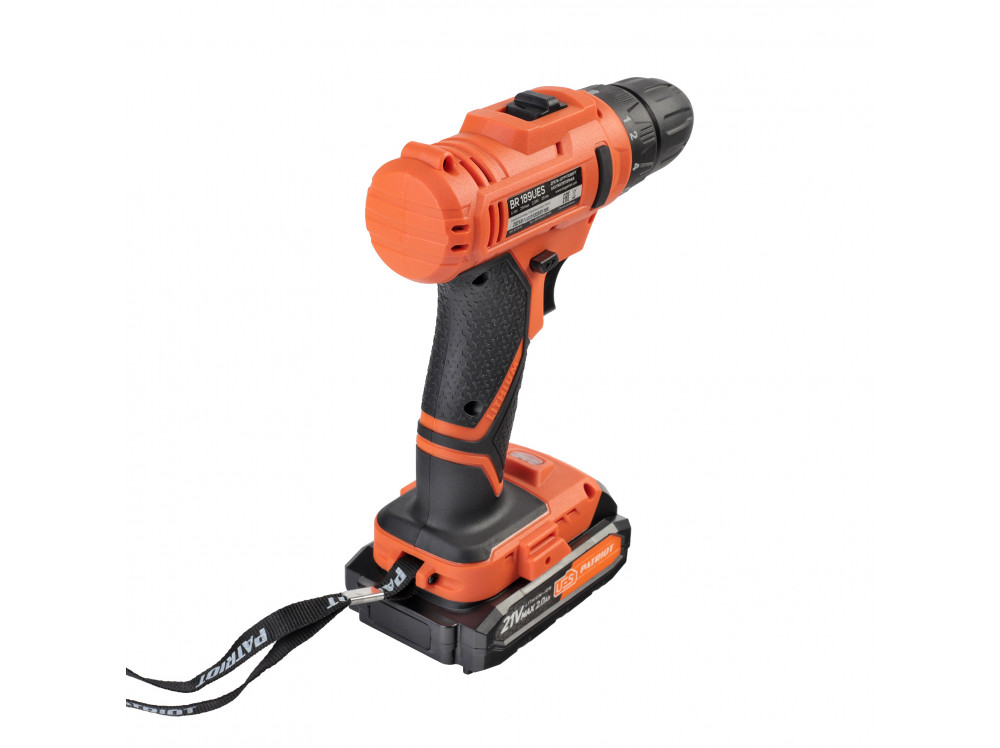 Дрель-шуруповерт аккумуляторная PATRIOT BR 189UES, две АКБ Li-Ion 18В, 2,0 Ач, 29Нм, 2 скорости, кей