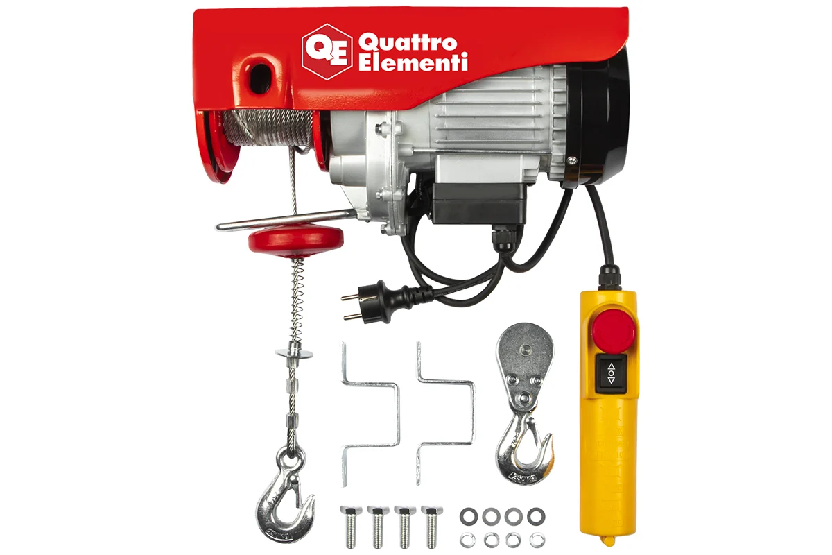 Таль электрическая QUATTRO ELEMENTI TL-500 (1100Вт,250/500кг,трос 12м,блок полипласт в компл.)
