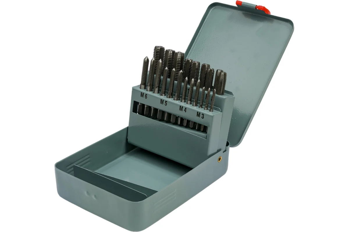 Метчики, легированная сталь Профи 21 шт. М3-М12, металлический кейс