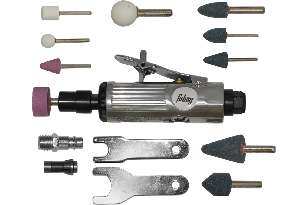 Пневмошлифмашина прямая GL25000, 103л/мин 6 бар, 25000об/мин., + набор, кейс FUBAG