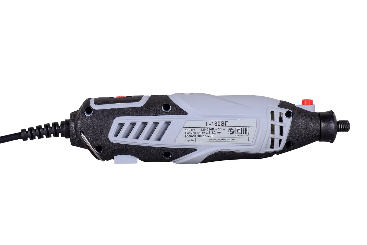 РЕСАНТА Г-180ЭГ  Эл. гравер, 180 Вт, 34000 об/мин, цанга 2,3-3,2 мм, гибкий вал, насадки, кейс