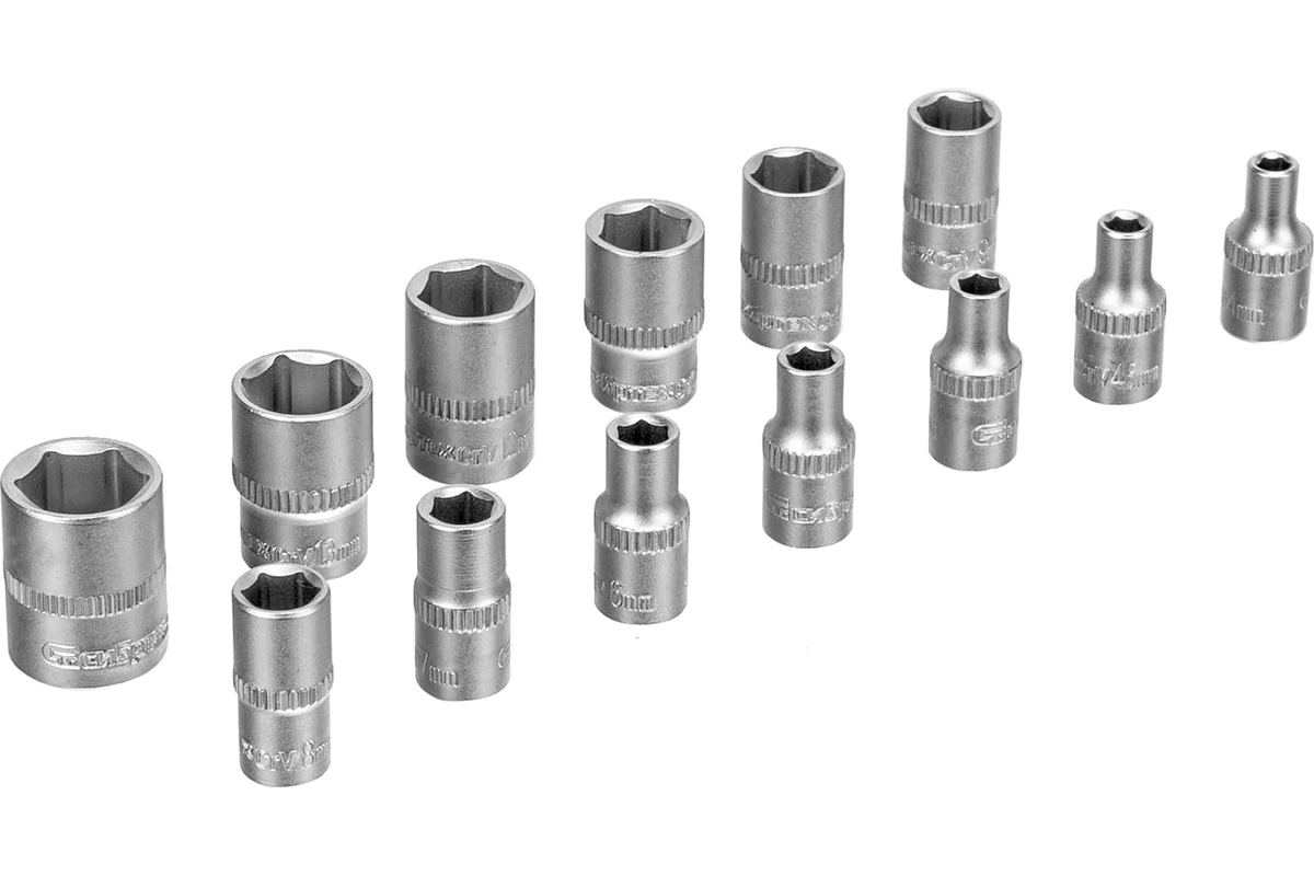 Набор инструментов, 1/2", 3/8", 1/4", пластиковый кейс 215 предм.// Сибртех