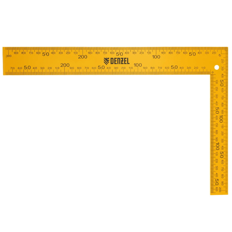 Угольник стальной, 200 мм х 300 мм, ультрафиолетовая печать (измерительная шкала)// Denzel