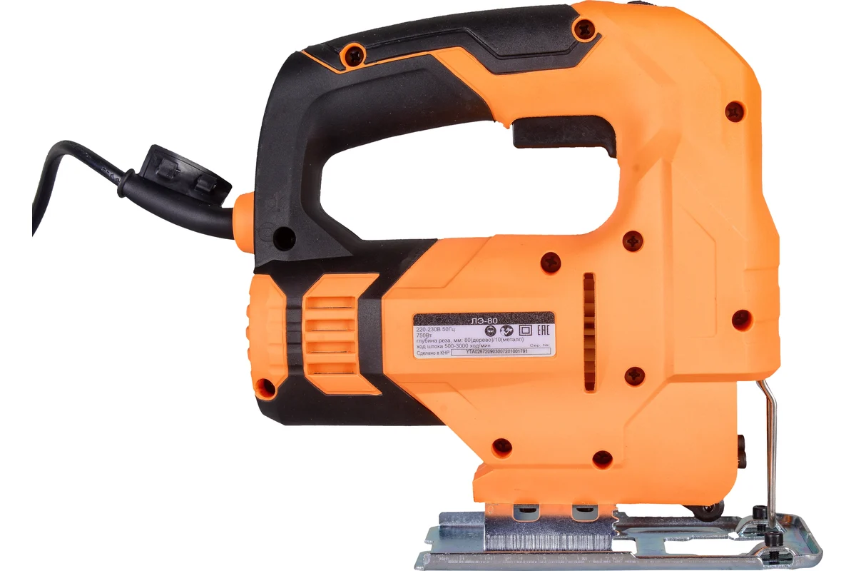 Лобзик электрический ЛЭ-80 Вихрь, 750 Вт, 500-3000 ход/мин, рез 80/10 мм, 2,1кг